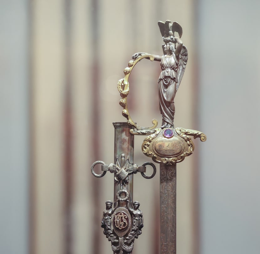 A sword that belonged to Ulysses S. Grant sits inside a glass case at the Texas Civil War...