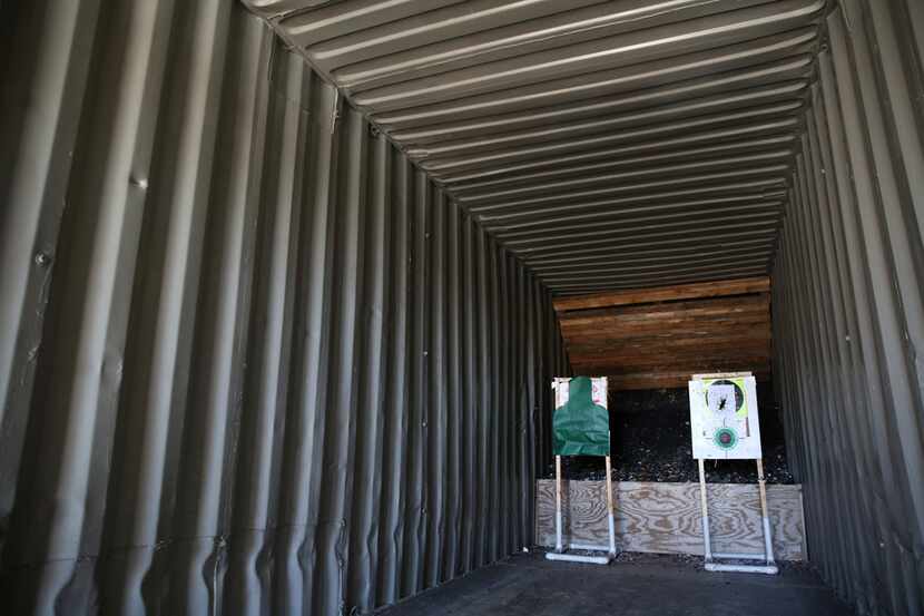 The indoor shooting range inside a shipping container at Lonestar Gun Club and Redneck...