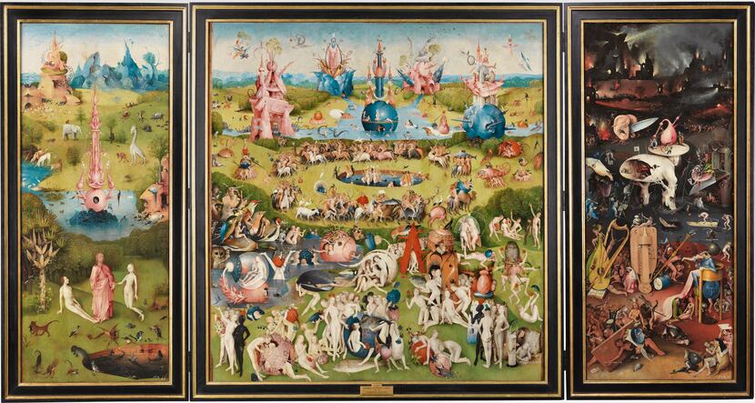 The Garden of Earthly Delights painting at "The Prado in Santa Fe" by Hieronymus Bosch