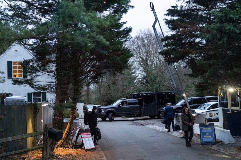 The access road to President Joe Biden's home in Wilmington, Del., is seen from the media...