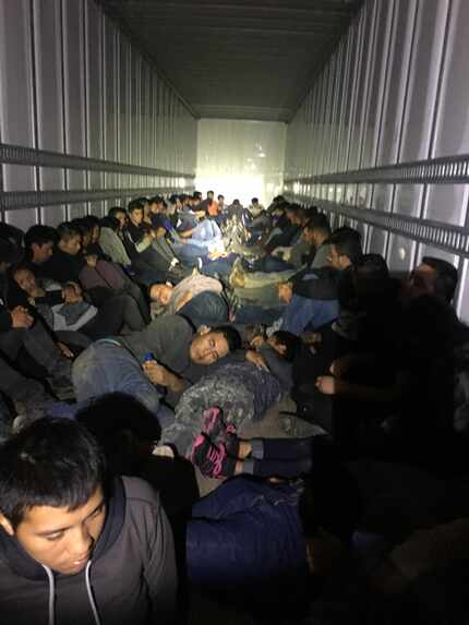 Conditions were crowded inside the tractor-trailer that was pulled over near Laredo.
