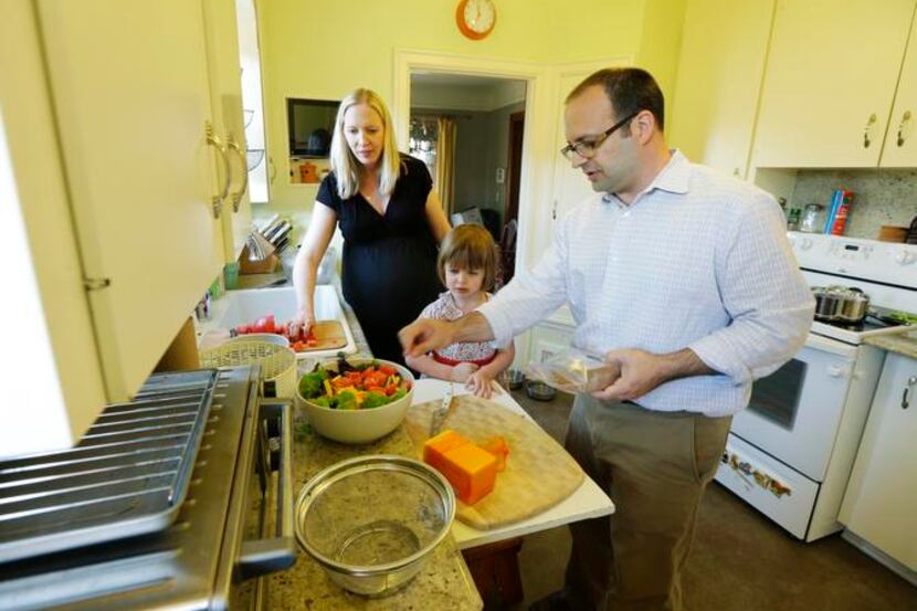 
Jenny Roraback-Carson and Ryan Carson, with their daughter, Clara, 3, will be squeezed in...