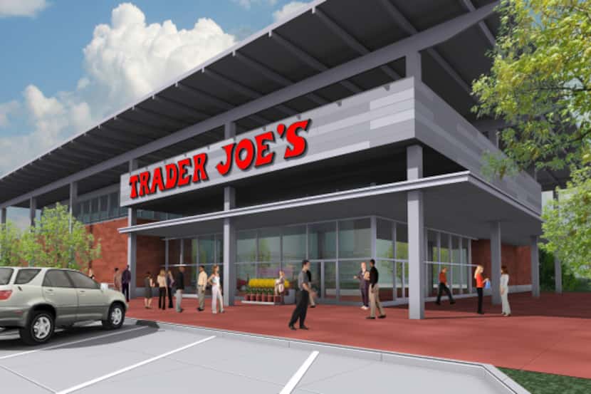 A preliminary rendering shows the Trader Joe's location planned for North Central Expressway...