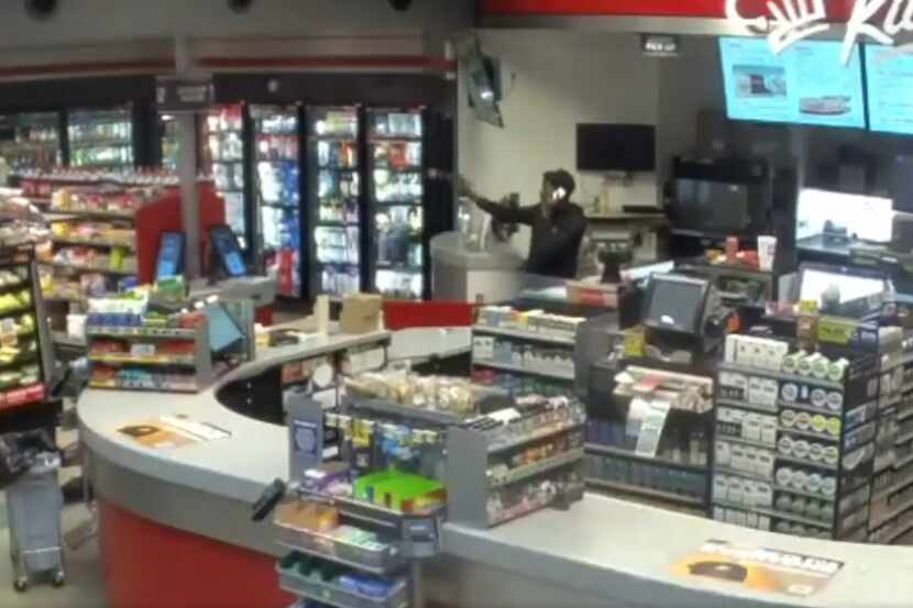 Surveillance footage released by Fort Worth police shows the man inside a convenience store....