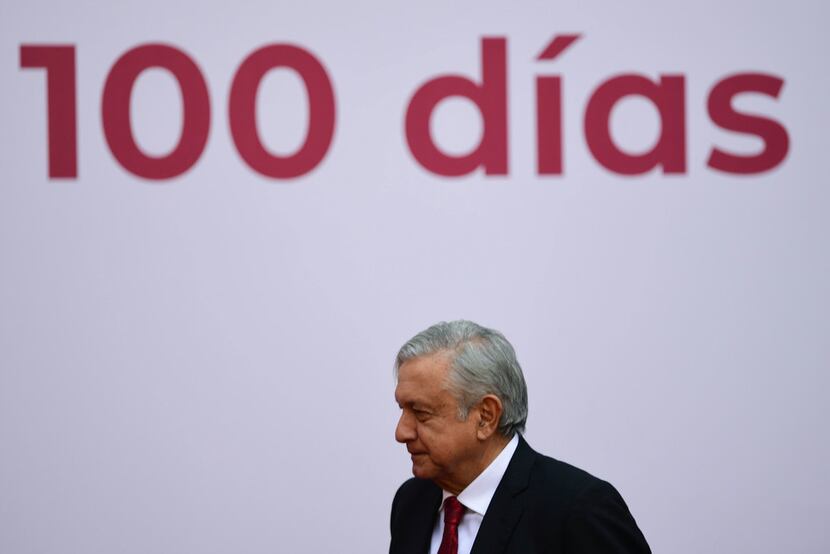 Mexican President Andres Manuel Lopez Obrador arrived to deliver his report on the first 100...