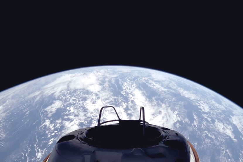 This image provided by SpaceX on Tuesday, Sept. 10, 2024, shows a view of Earth and the...