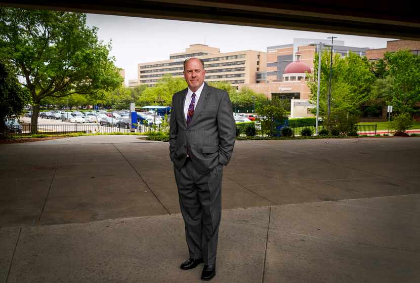 COVID-19 survivor and plasma donor Leonard Seiple photographed outside Texas Health...