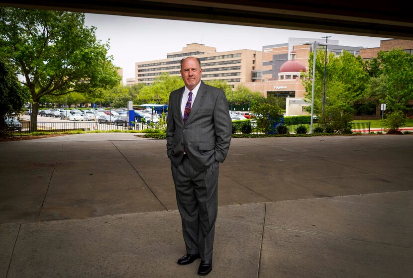 COVID-19 survivor and plasma donor Leonard Seiple photographed outside Texas Health...