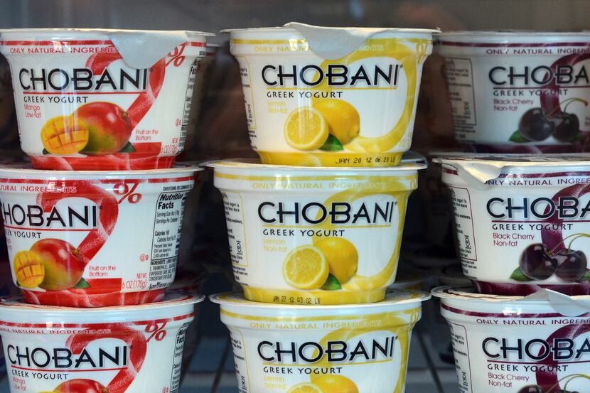 Yogurt containers at the Chobani plant in New Berlin, N.Y., Dec. 29, 2011. Sales of Greek...