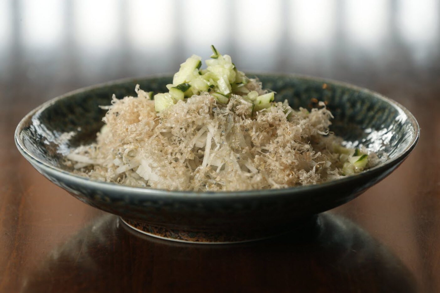 Jako-daikon salad at Yama. Jako is tiny dried baby sardines.