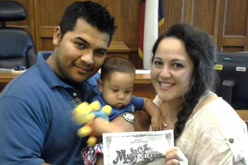 Erick Muñoz, with wife Marlise and son Mateo, says in a lawsuit against John Peter Smith...