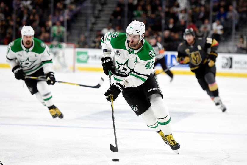 Dallas Stars right wing Alexander Radulov (47) skates with the puck against the Vegas Golden...