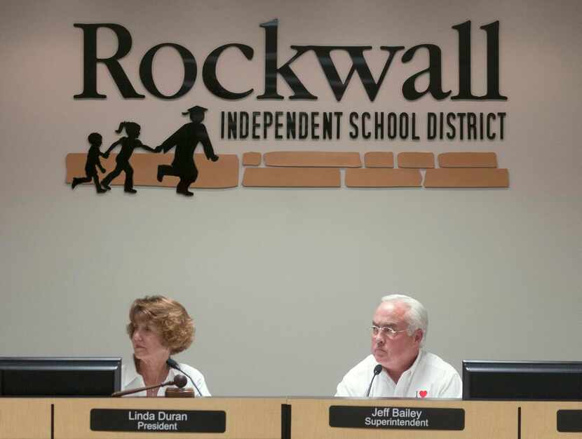 
Board President Linda Duran (left) and Superintendent Jeff Bailey listen to the discussion...
