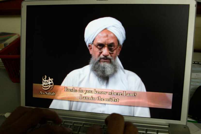 As seen on a computer screen from a DVD prepared by Al-Sahab production, al-Qaida's Ayman...