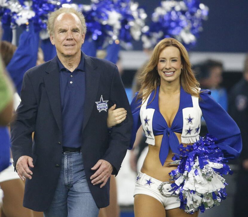 Dallas Cowboys Ring of Honor member Roger Staubach  is pictured at halftime during the...