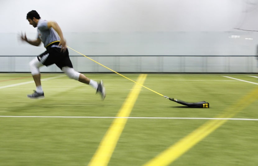 Texas Tech tight end Jace Amaro works out with other NFL draft prospects workout at Frisco...