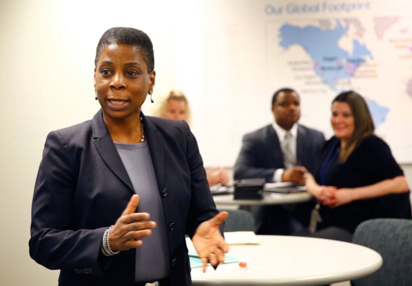 Employees at Xerox's Lewisville call center gave CEO Ursula Burns a warm welcome during a...