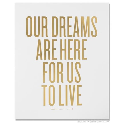 Gold foil letterpress art print from Read Between the Lines