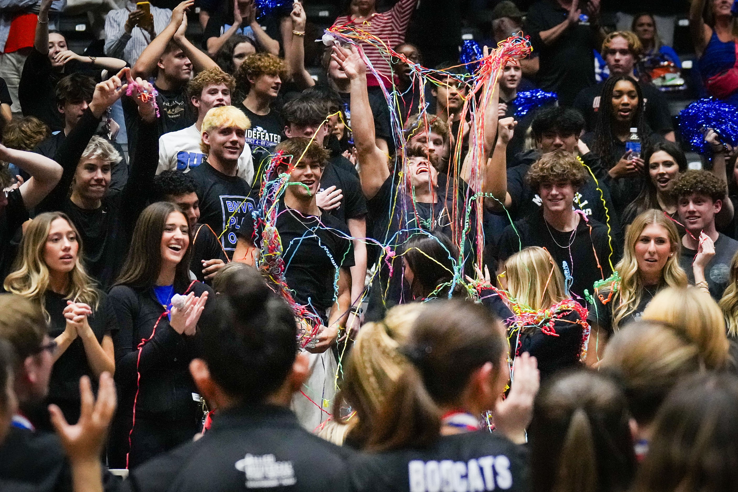 Trophy Club Byron Nelson's toss confetti as they celebrate their victory over Houston...