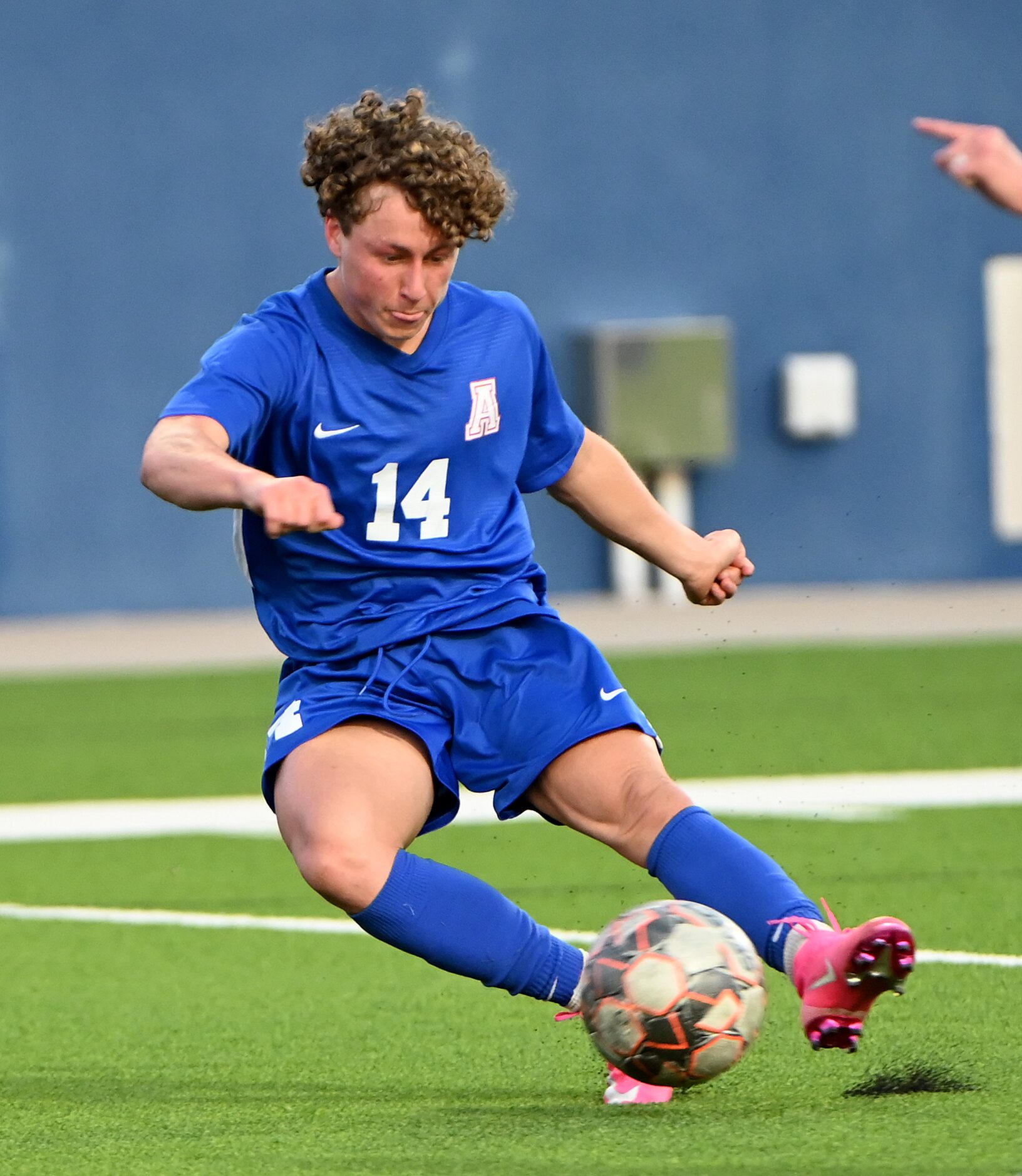 Allen’s Matthew Sanchez (14) gets off a shot in the second half of a high school playoff...