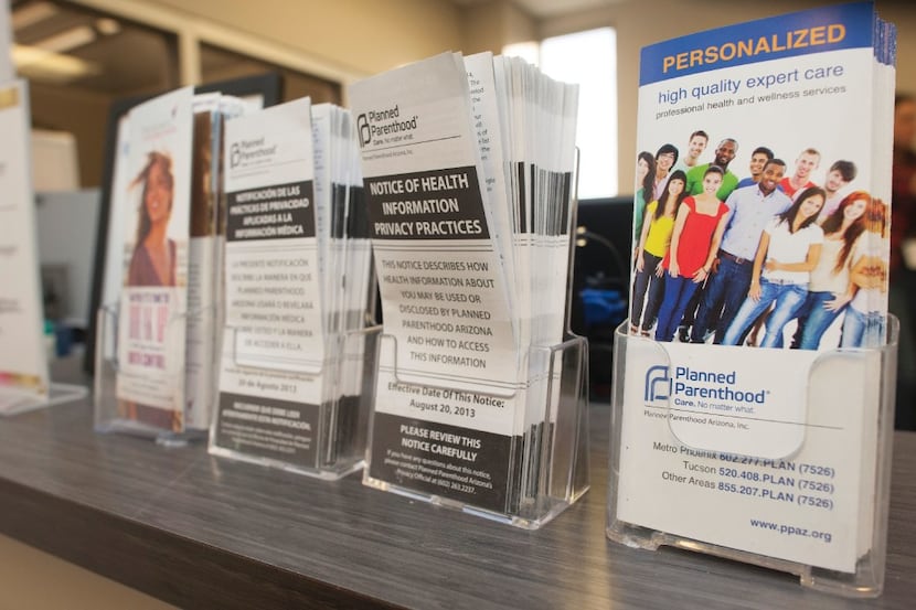 Pamphlets are seen on the counter at the Planned Parenthood Central Phoenix Health Center in...