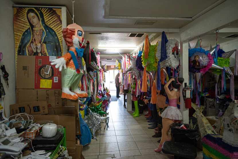Merchandise on display inside of Piñatas Daphne in Oak Cliff,