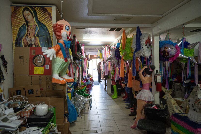 Merchandise on display inside of Piñatas Daphne in Oak Cliff,