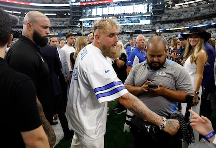 Boxer Jake Paul before the Dallas Cowboys New Orleans Saints game at AT&T Stadium in...