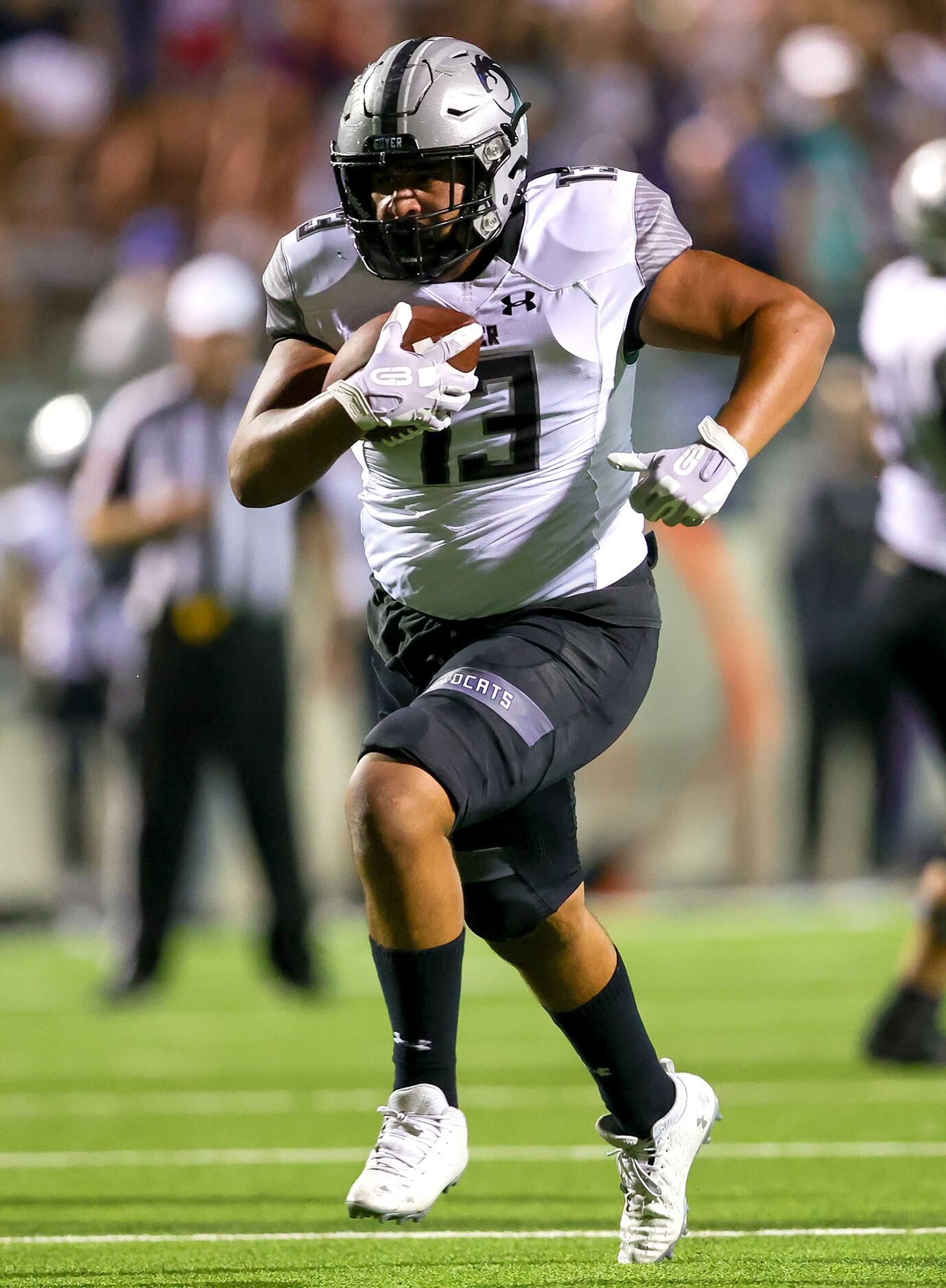 Denton Guyer tight end Dylan Rivero goes 30 yards for a touchdown reception against Denton...