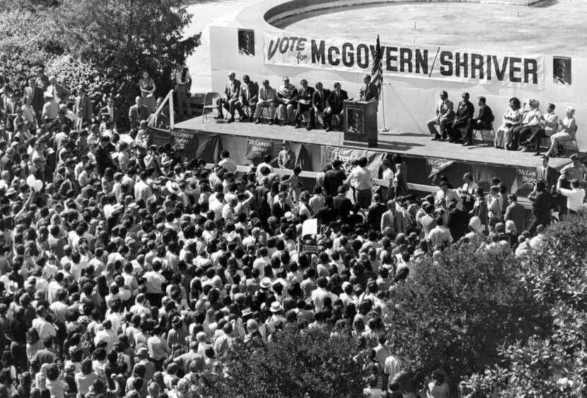 
U. S. Sen. George McGovern makes a campaign speech in Fort Worth in 1972. 
