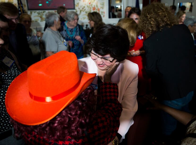 Democratic gubernatorial candidate and former Dallas County Sheriff Lupe Valdez greets a...