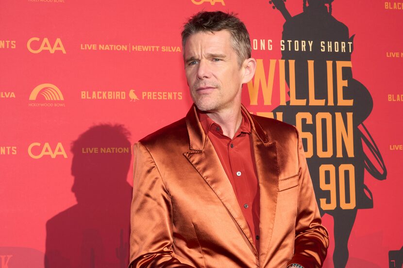 Ethan Hawke arrives at Willie Nelson 90, celebrating the singer's 90th birthday on Saturday,...