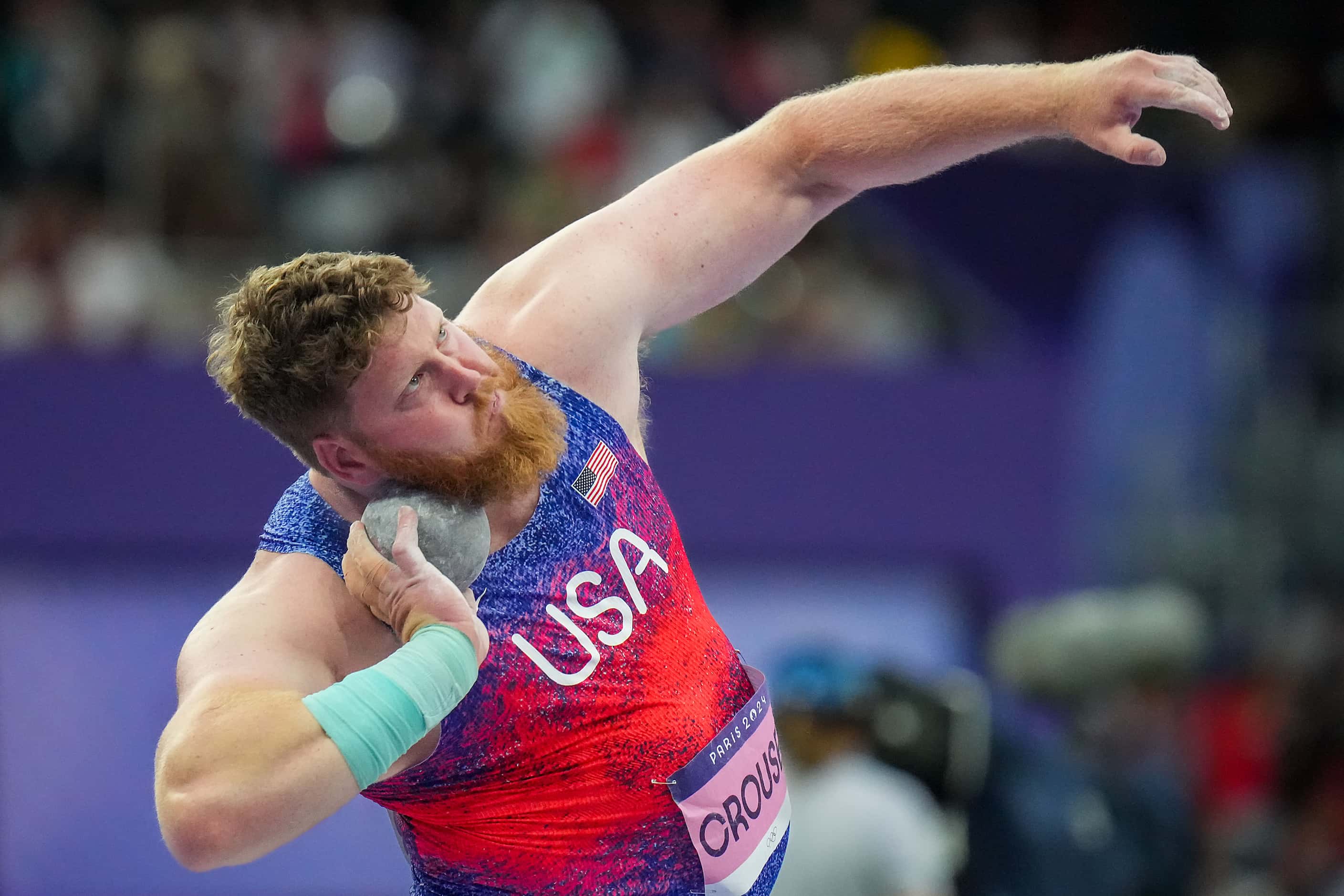 Ryan Crouser of the United States competes in the men’s shot put final at the 2024 Summer...