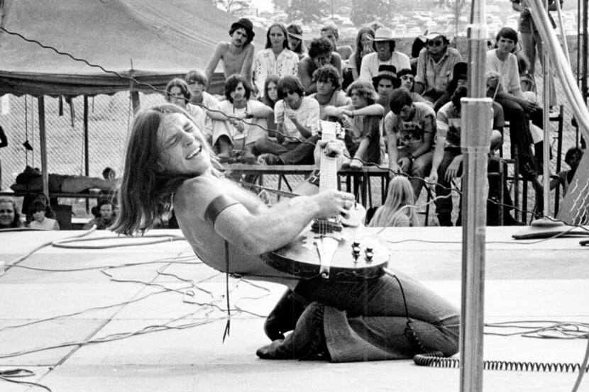 Grand Funk Railroad's Mark Farner plays at the 1969 Texas International Pop Festival in...