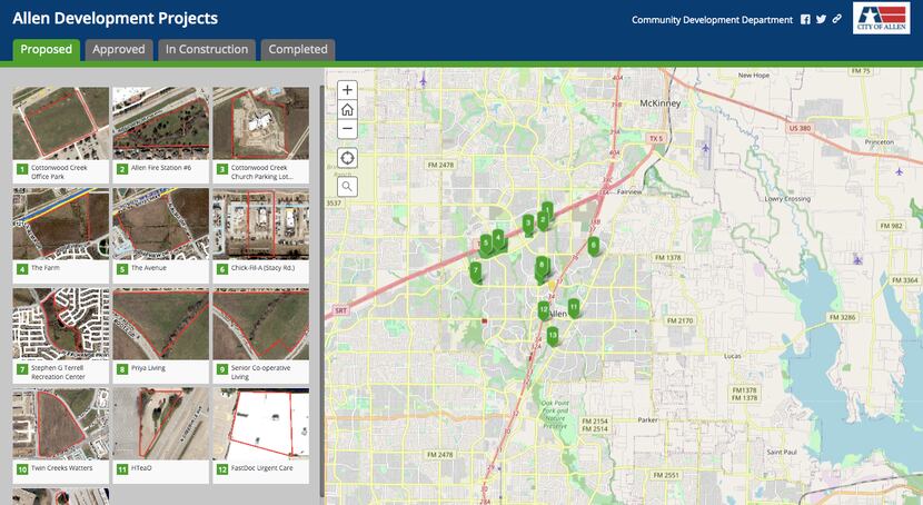 Allen's new project development map allows residents to stay up-to-date on nearby development.