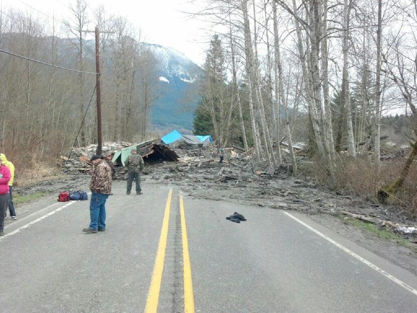 The aftermath of a mudslide that moved a house with people inside in Snohomish County. The...