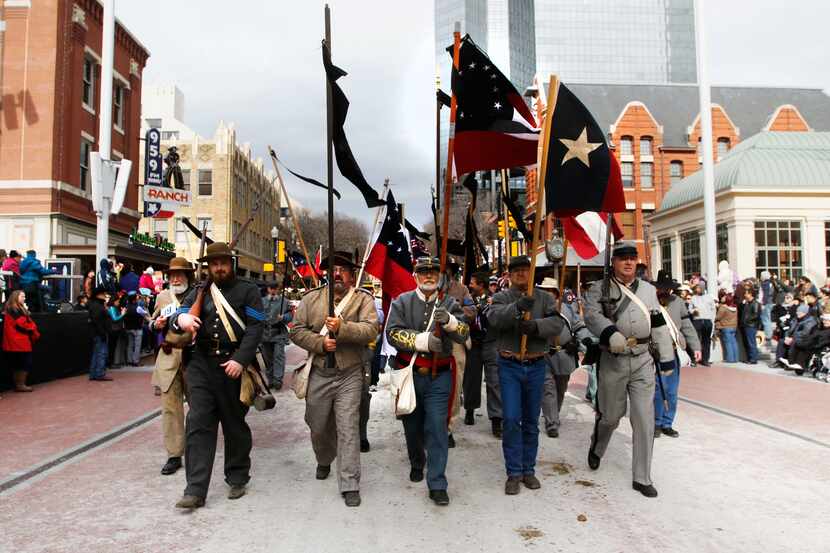 Sons of the Confederate Veterans marched in the Fort Worth Stock Show "All Western Parade"...