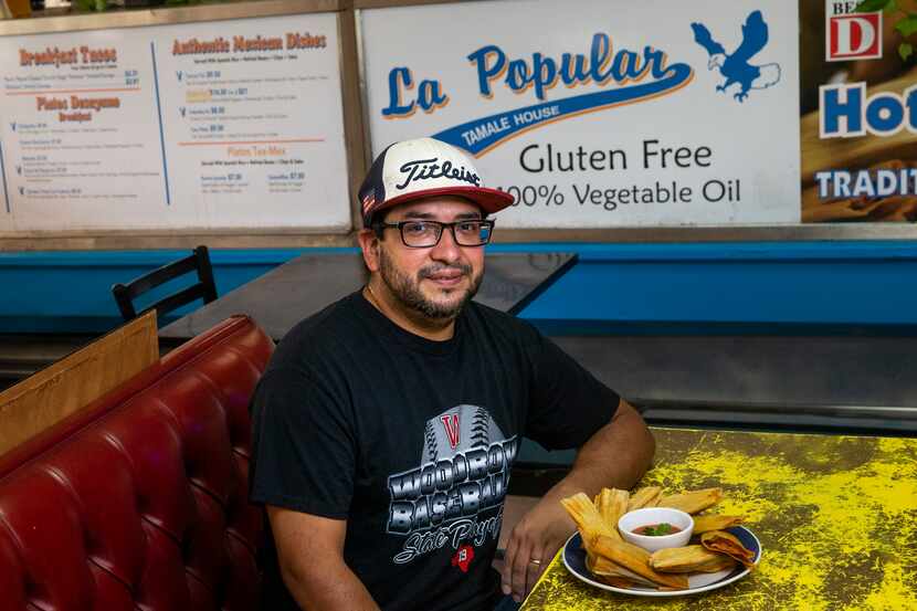 Owner Jesse Moreno poses for a portrait at La Popular Tamale House on Bryan Street in Dallas.
