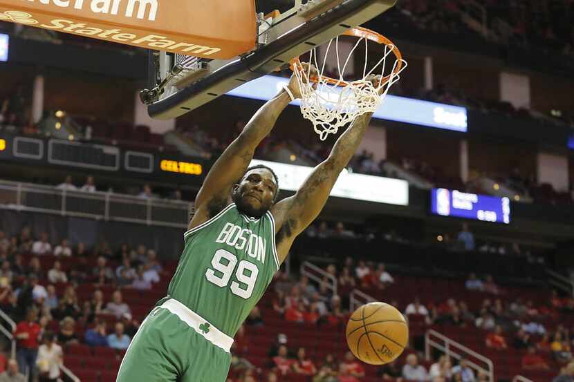 Nov 16, 2015; Houston, TX, USA; Boston Celtics forward Jae Crowder (99) dunks against the...