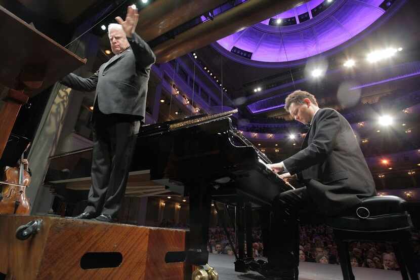 Pianist Yury Favorin performs with conductor Leonard Slatkin and the Fort Worth Symphony...