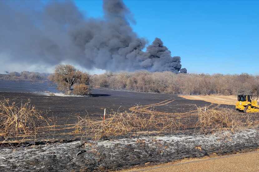 A view of the Wise County fire on Monday, Feb. 14, 2022.