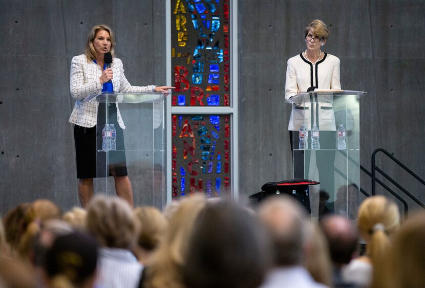 City councilwoman Jennifer Staubach Gates, left, and Laura Miller, candidates for City...