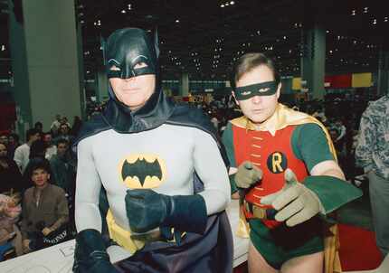 Actors Adam West, left, and Burt Ward at an appearance in 1989.