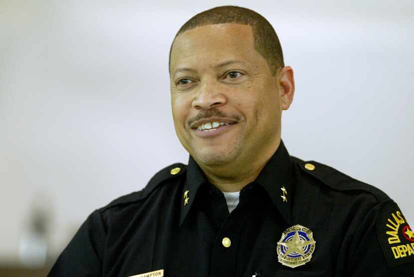 Interim Dallas Police Chief Randy Hampton spoke at a public safety meeting at Concord...