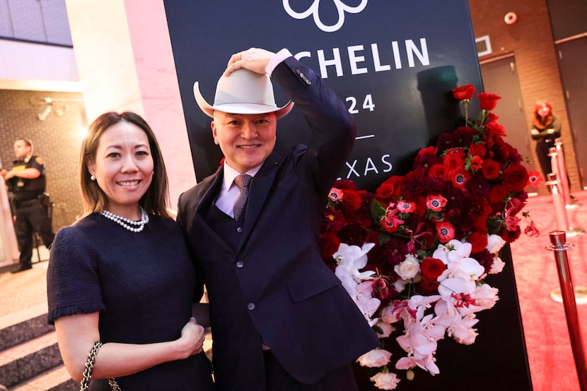 Tatsu Dallas' Chef Tatsuya Sekiguchi, accompanied by his wife Hiroko Sekiguchi, donned a...