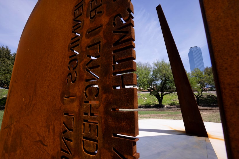 The "Shadow Lines" sculpture, with the names of known lynching victims cut into it, also...