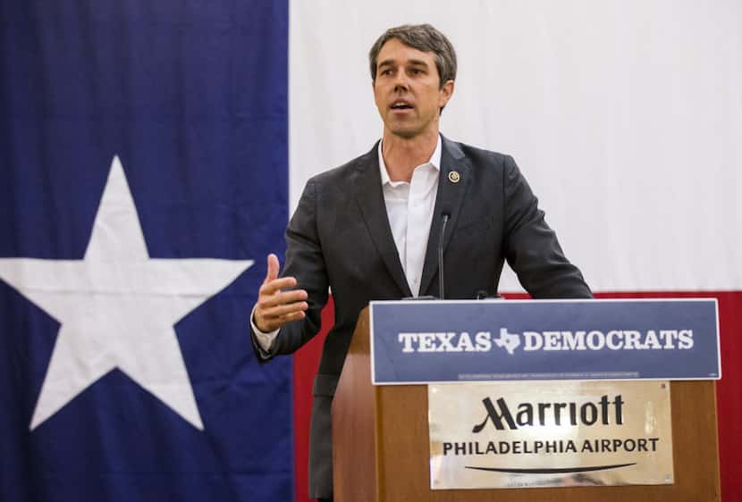 U.S. Representative Beto O'Rourke speaks at the Texas delegation breakfast during day four...