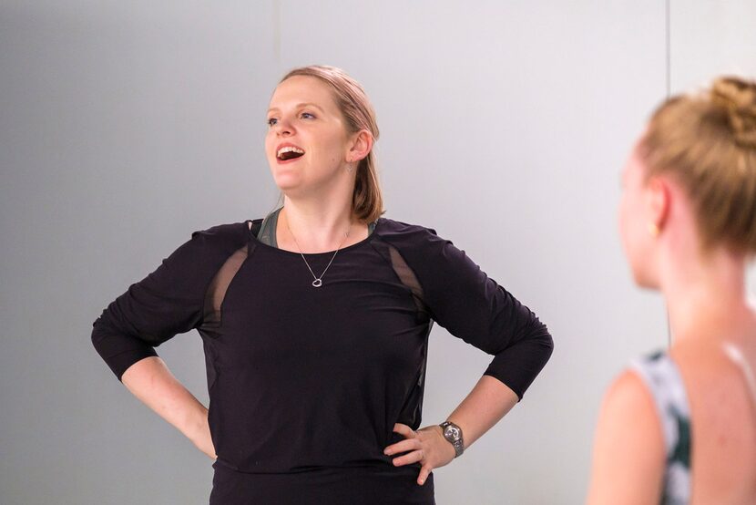 Katie Cooper works with members of the Avant Chamber Ballet company  as they rehearse on...