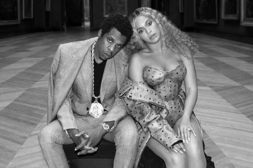 Beyonce and Jay-Z in a scene shot in The Louve museum in Paris, France, for a video for the...