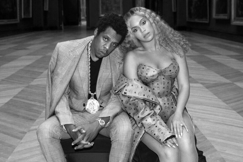 Beyonce and Jay-Z in a scene shot in The Louve museum in Paris, France, for a video for the...